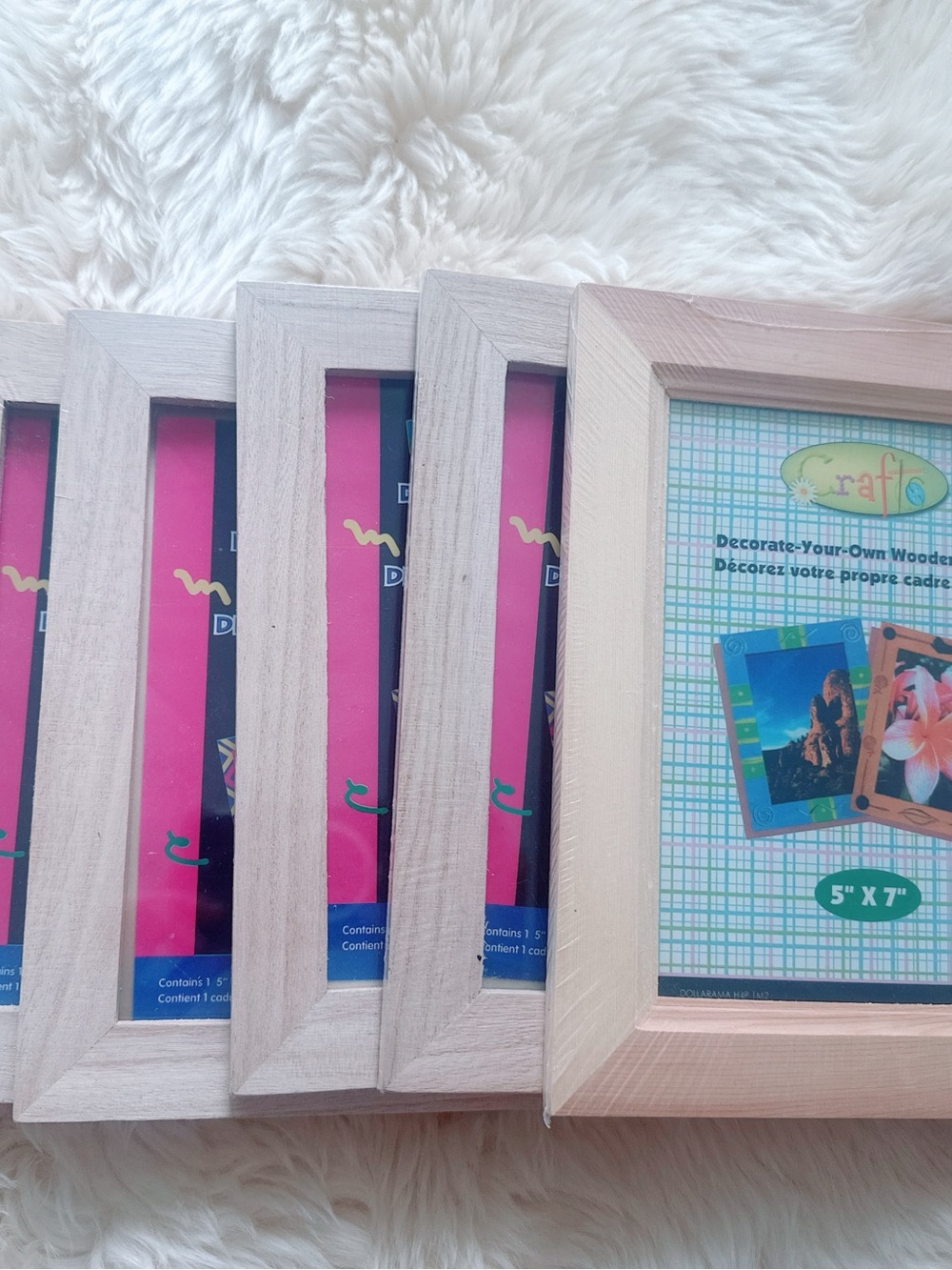 Lot of 5 “5x7” wooden picture frames for kid’s craft (all brand new)